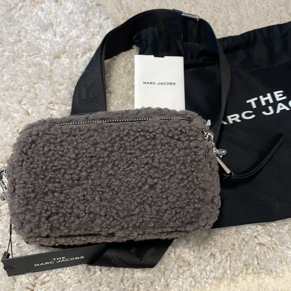 Marc Jacobs The Snapshot Teddy Faux Fur Grey Camera Bag Crossbody Handbag Purse - Picture 5 of 8